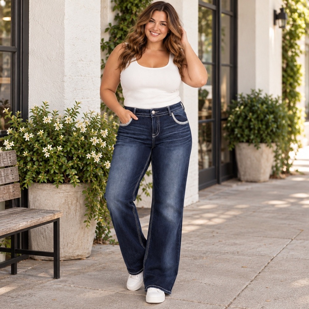 Maurices Premium Jeans 18 Reg Dark Wash Wide Leg Y2K Western Embroidered Bling